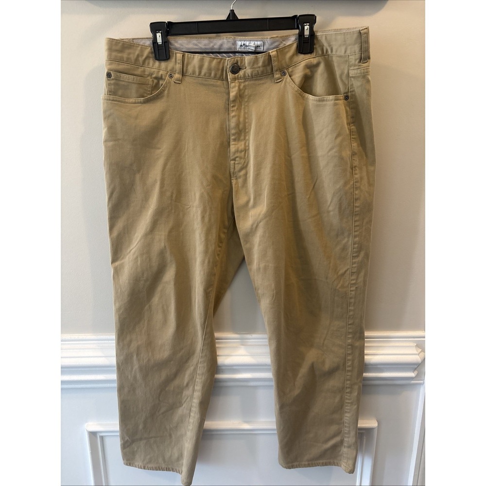 Peter Millar Pants Mens 38x27 Khaki Signature‎ Sateen Classic 5 Pocket Stretch